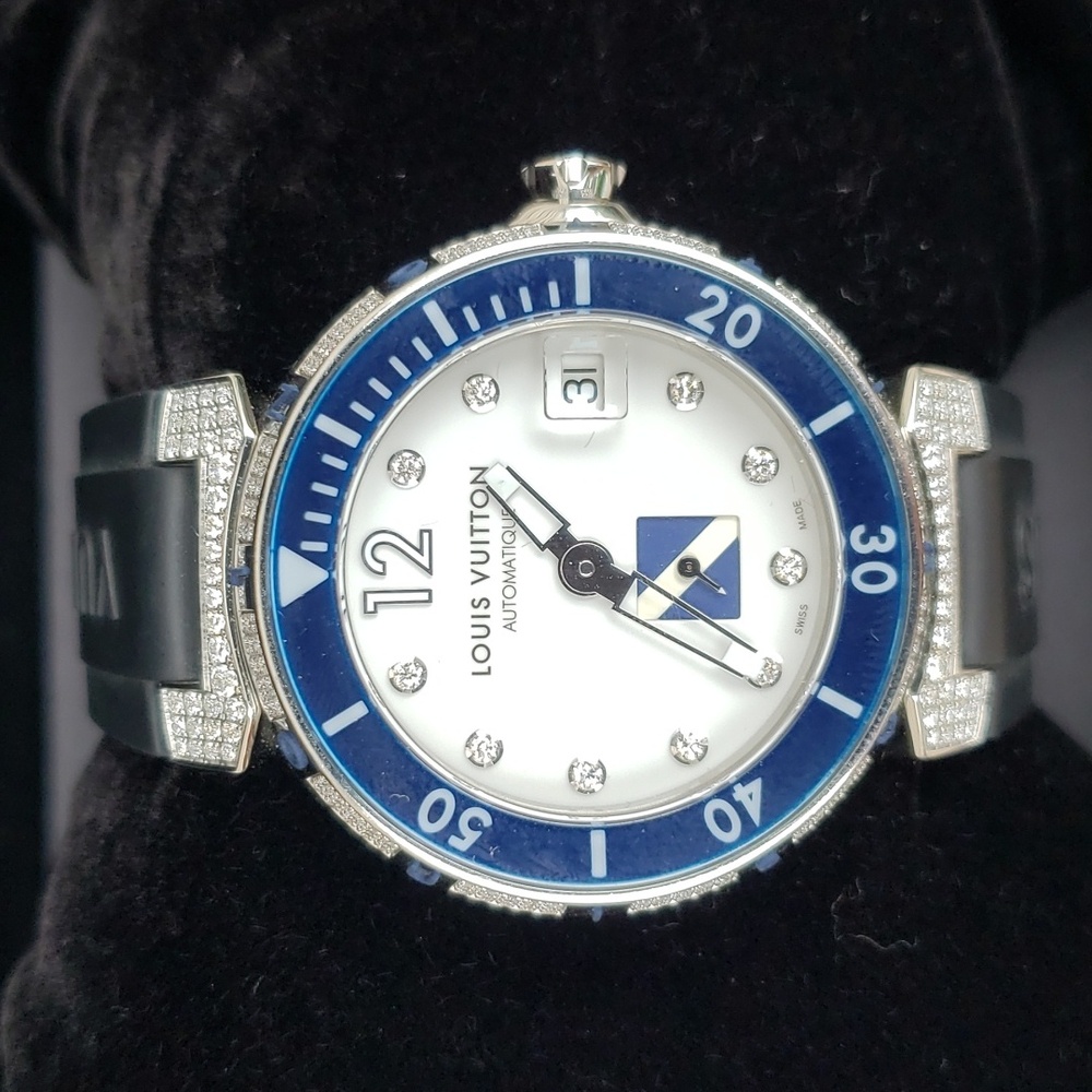 LOUIS VUITTON TAMBOUR DIVING AUTOMATIC DIAMOND BEZEL UNISEX WATCH - Picture 4 of 15